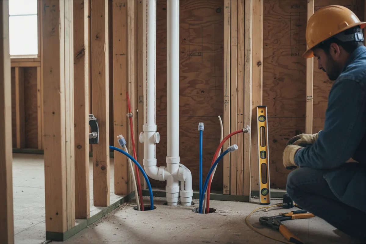 Drain and supply rough-in during Drain Cleaning in Lamar