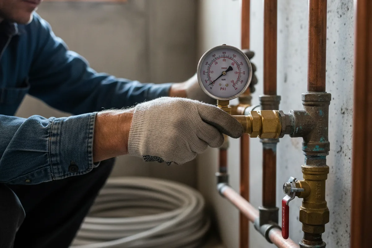 Pressure testing a repaired line during Water Line Repair in Lamar